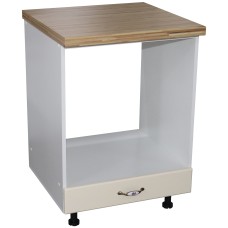 Corp pentru cuptor incorporabil cu sertar Zebra, Alb/MDF Vanilie, cu blat artar, 60 x 85 x 60 cm